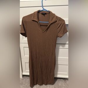 Ambiance Tan Short Sleeve dress with collar